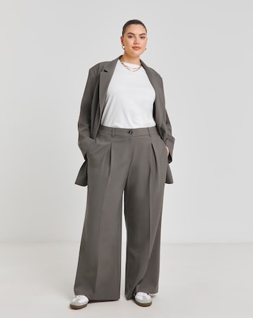 Simply Be Charcoal Tailored Pleated Wide Leg Trousers