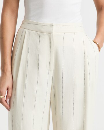Pinstripe Premium Linen Blend Wide Leg Trouser