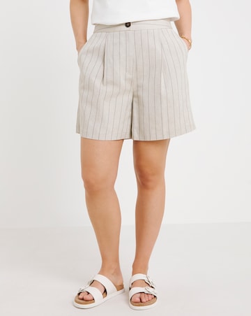 Simply Be Neutral Pinstripe Linen Blend Co-ord Short