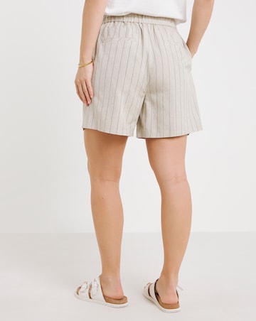 Simply Be Neutral Pinstripe Linen Blend Co-ord Short