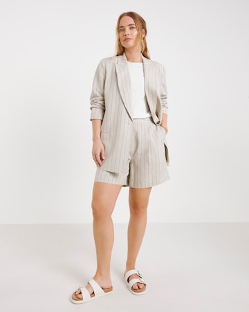 Simply Be Neutral Pinstripe Linen Blend Co-ord Short