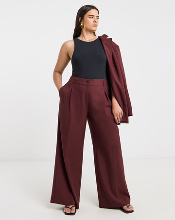 Burgundy Pleated Wide Leg Trouser