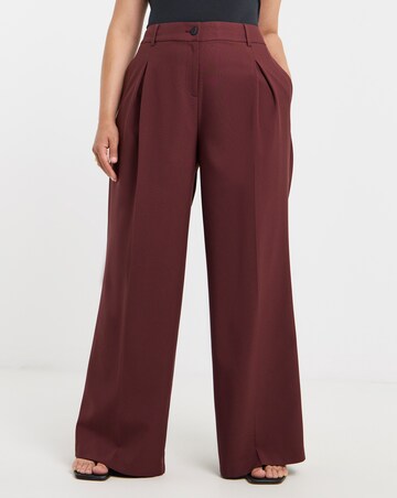 Burgundy Pleated Wide Leg Trouser