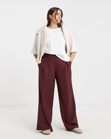 Burgundy Pleated Wide Leg Trouser