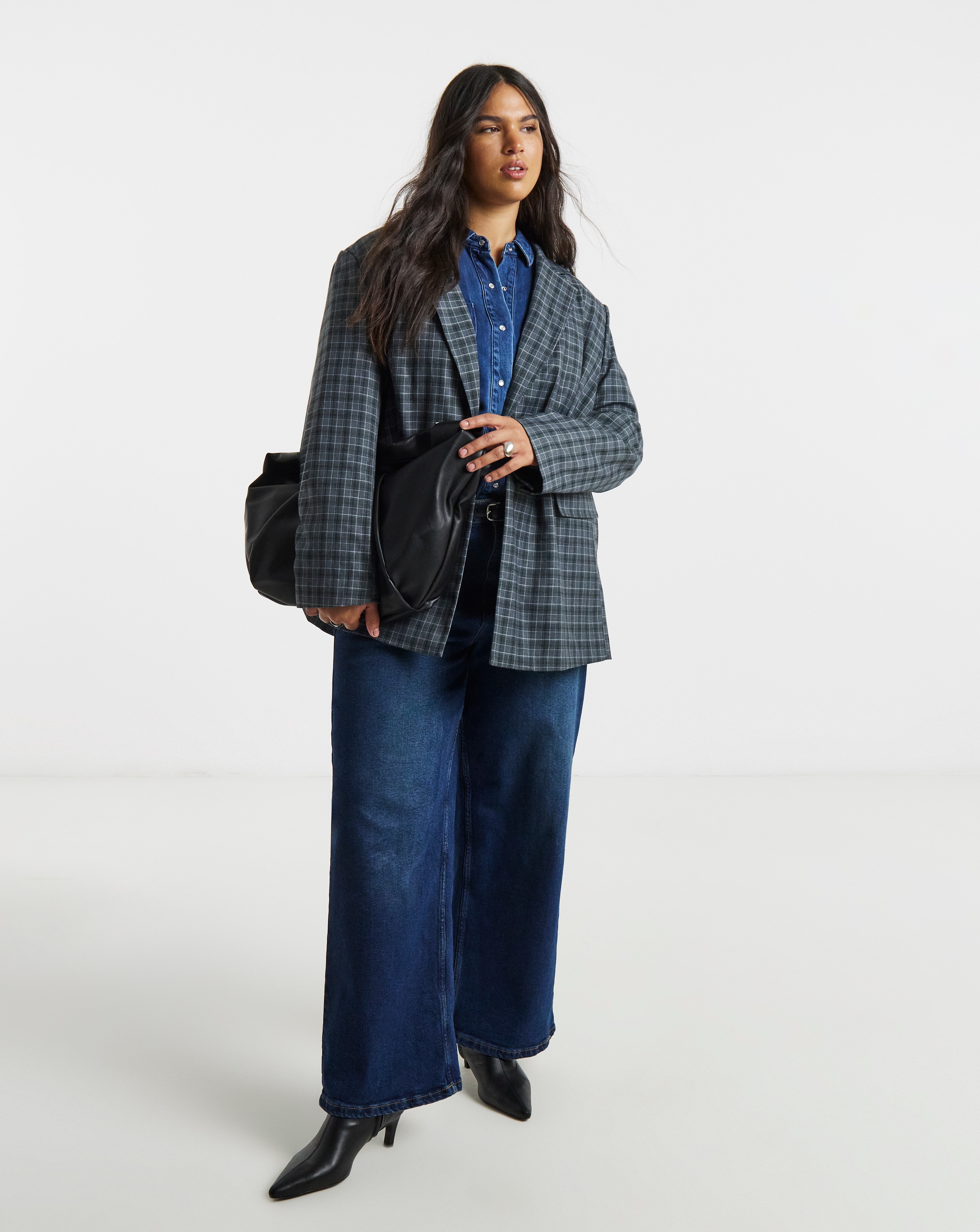 New In - Simply Be Oversized Check Blazer