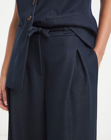 Simply Be Indigo Denim Look Tie Waist Wide Leg Trouser