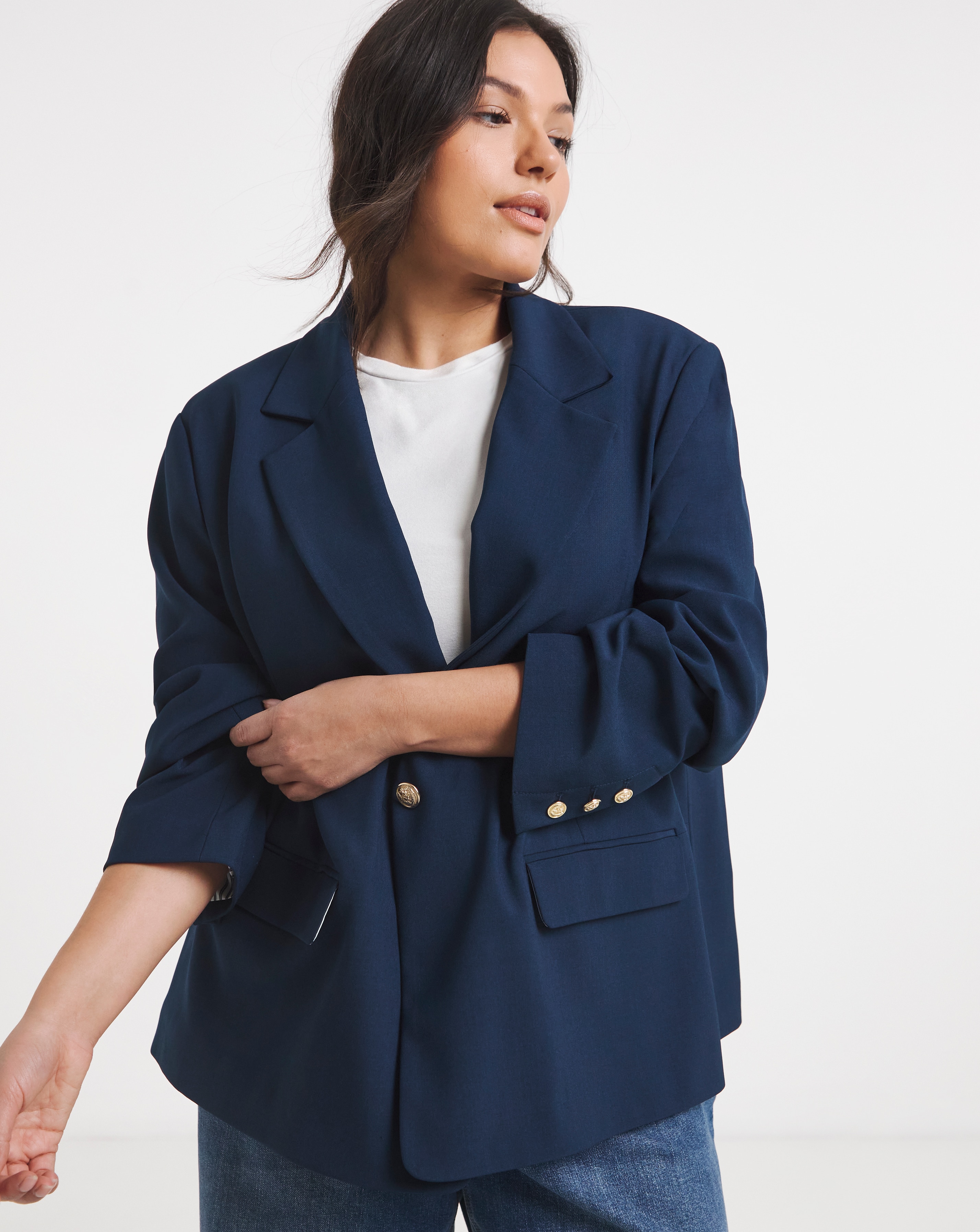 New In - Simply Be Navy Oversized Blazer