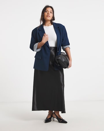 Simply Be Navy Oversized Blazer with Gold Button Detail