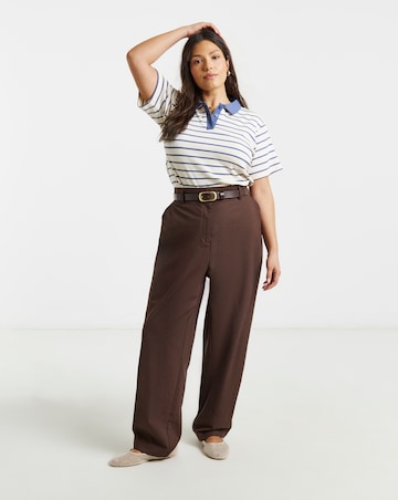 Simply Be Chocolate Linen Barrel Leg Trousers