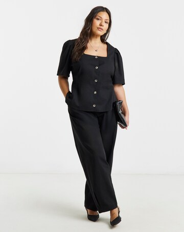 Simply Be Black Short Sleeve Square Neck Peplum Blazer