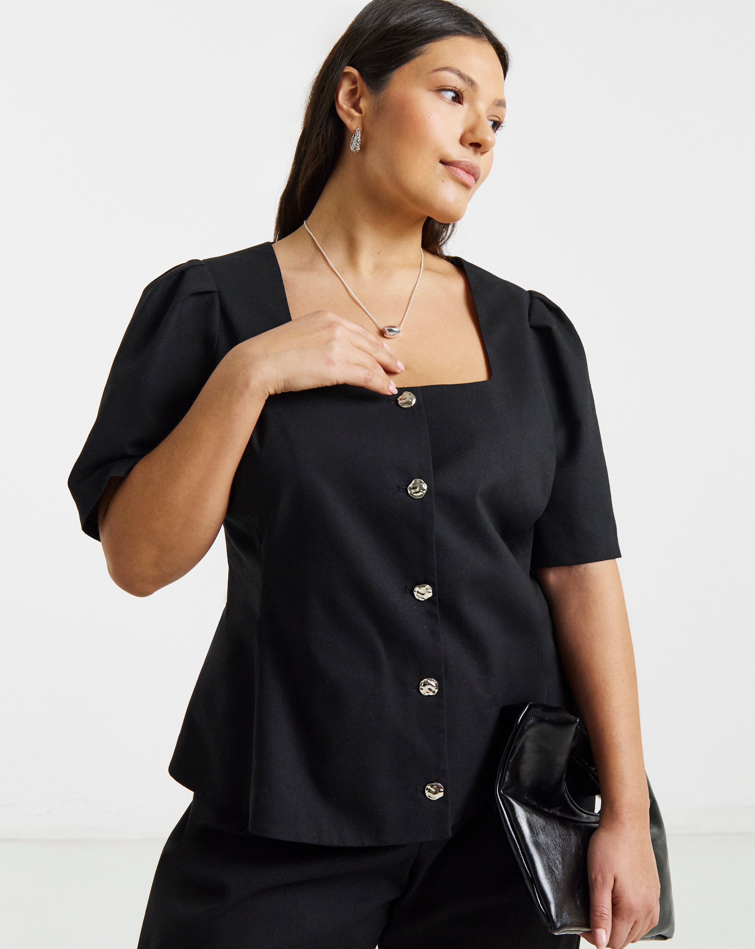 New In - Simply Be Black Peplum Blazer