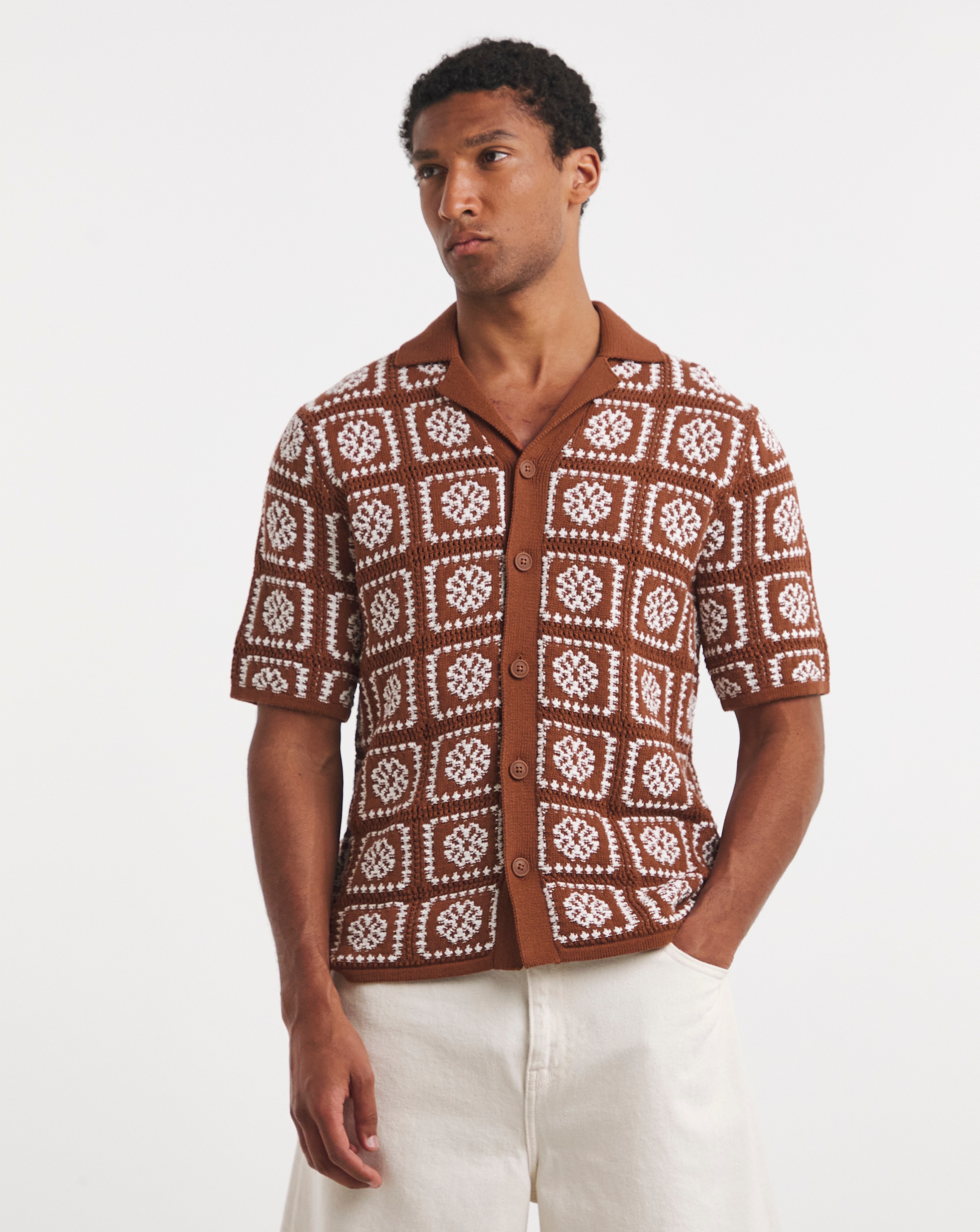 New In - Only & Sons Bart Crochet Shirt - Rust