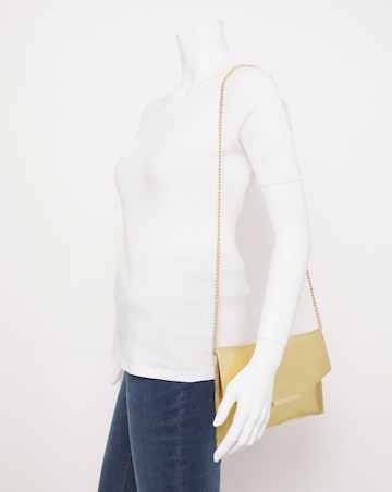 Gold Envelope Clutch With Chain Strap
