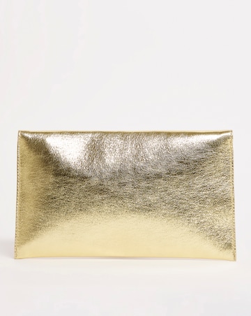 Gold Envelope Clutch With Chain Strap
