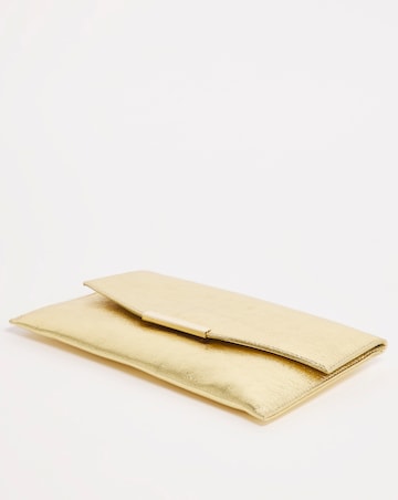 Gold Envelope Clutch With Chain Strap