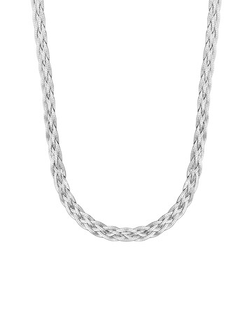 Simply Silver Recycled Sterling Silver 925 Herringbone Braided Necklace