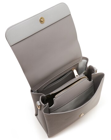 Valentino Bags Alexia Grey Logo Strap Satchel Bag