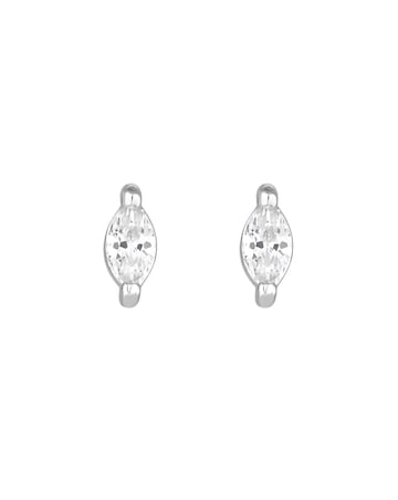 Inicio Silver Plated Recycled Cubic Zirconia Mini Navette Earrings - Gift Pouch