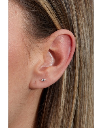 Inicio Silver Plated Recycled Cubic Zirconia Mini Navette Earrings - Gift Pouch