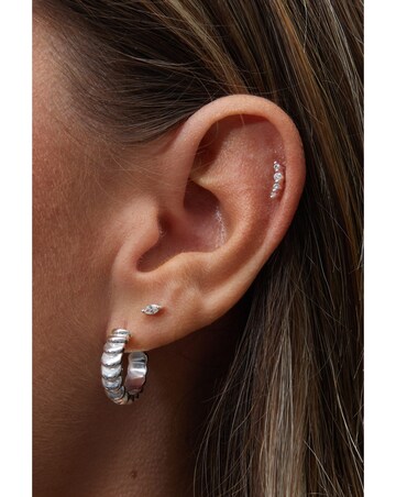 Inicio Silver Plated Recycled Cubic Zirconia Mini Navette Earrings - Gift Pouch