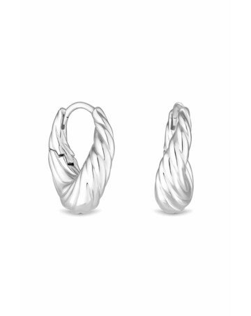 Inicio Silver Plated Recycled Textured Wave Hoop Earrings - Gift Pouch
