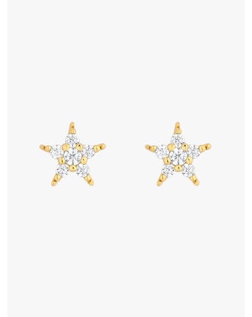 Inicio 14K Gold Plated Cubic Zirconia Star Stud Earrings - Gift Pouch
