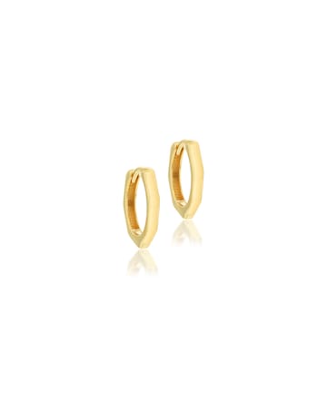 9CT Yellow Gold Hexagon Hoop Earrings