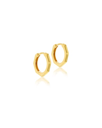 9CT Yellow Gold Hexagon Hoop Earrings
