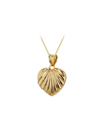9CT Gold Ribbed Heart Locket Necklace