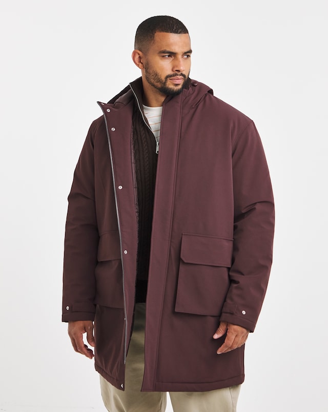 New In - Burgundy Smart Padded Mid Length Parka