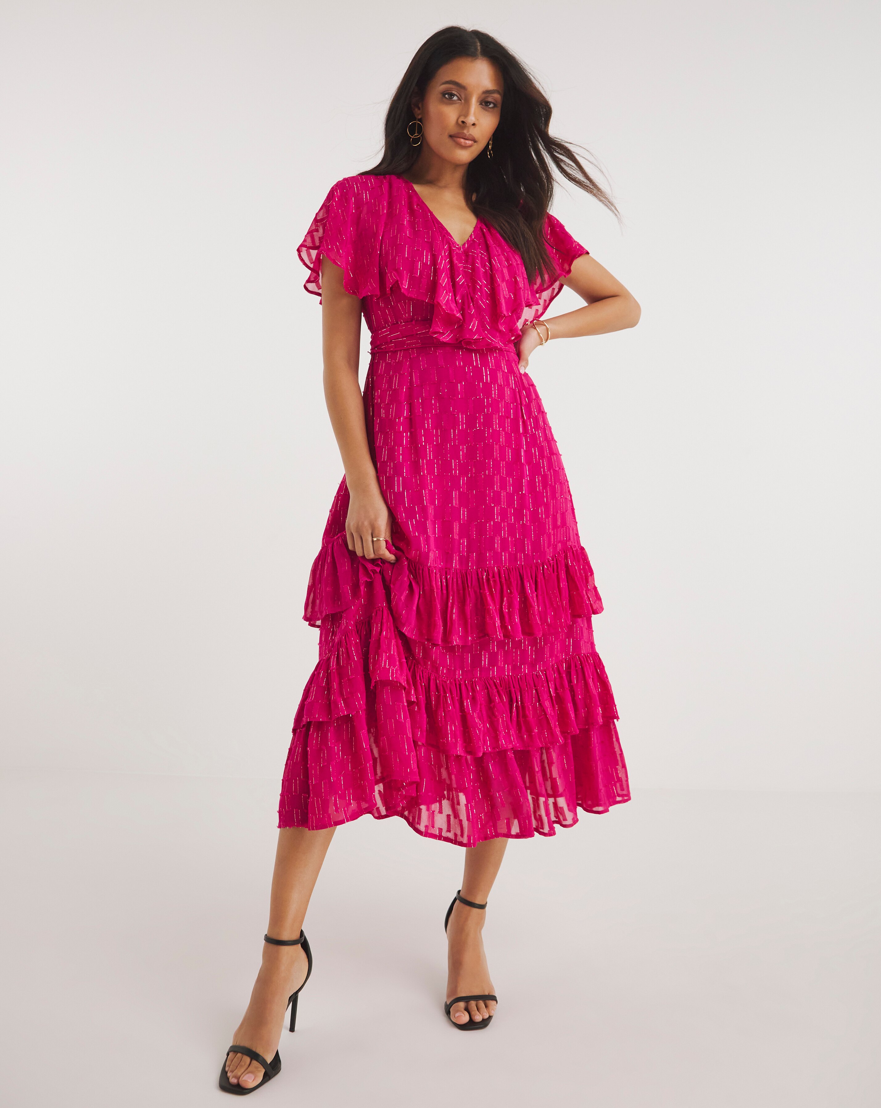 Joanna Hope Pink Dobby Maxi Dress
