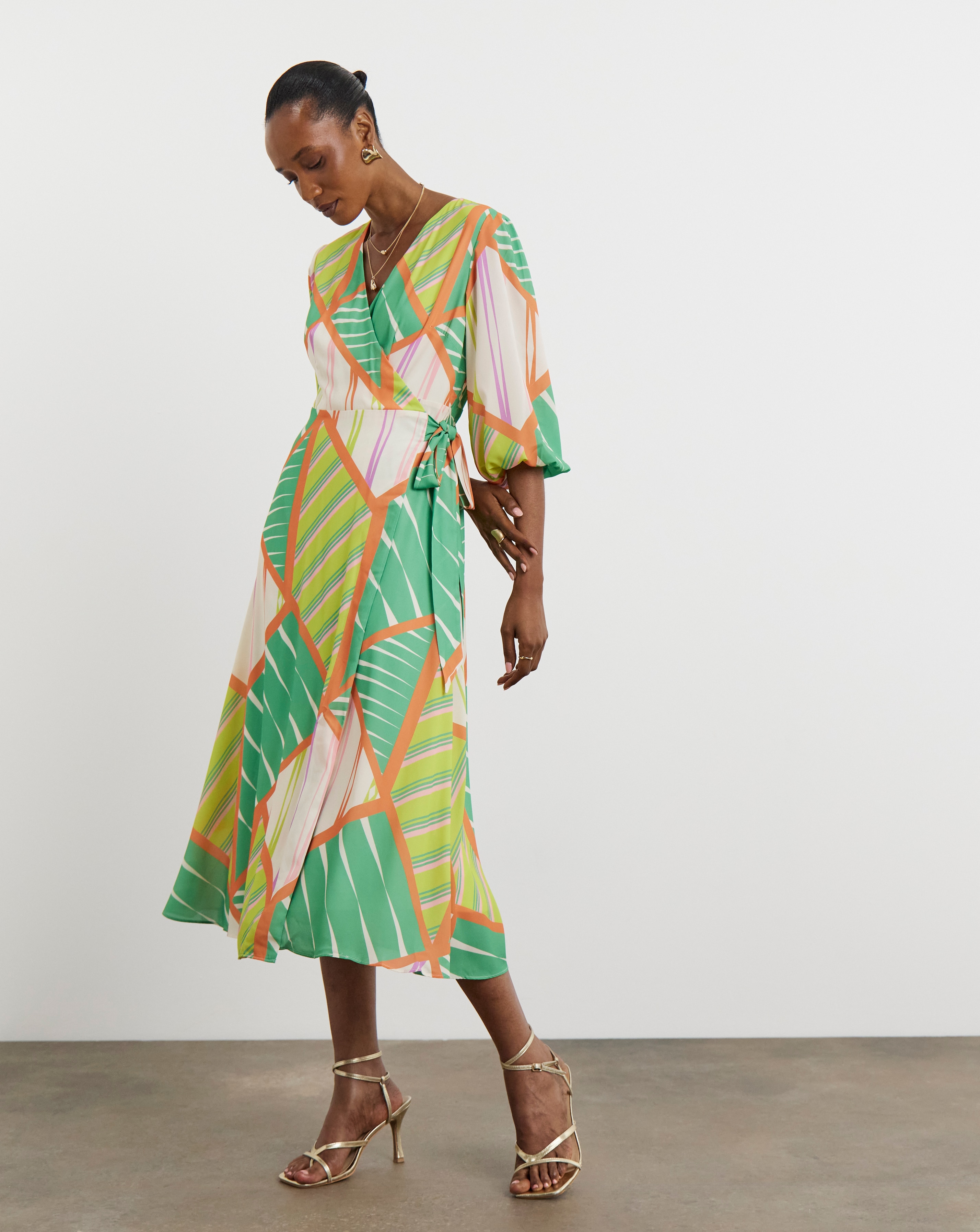 Joanna Hope Printed Wrap Midi Dress