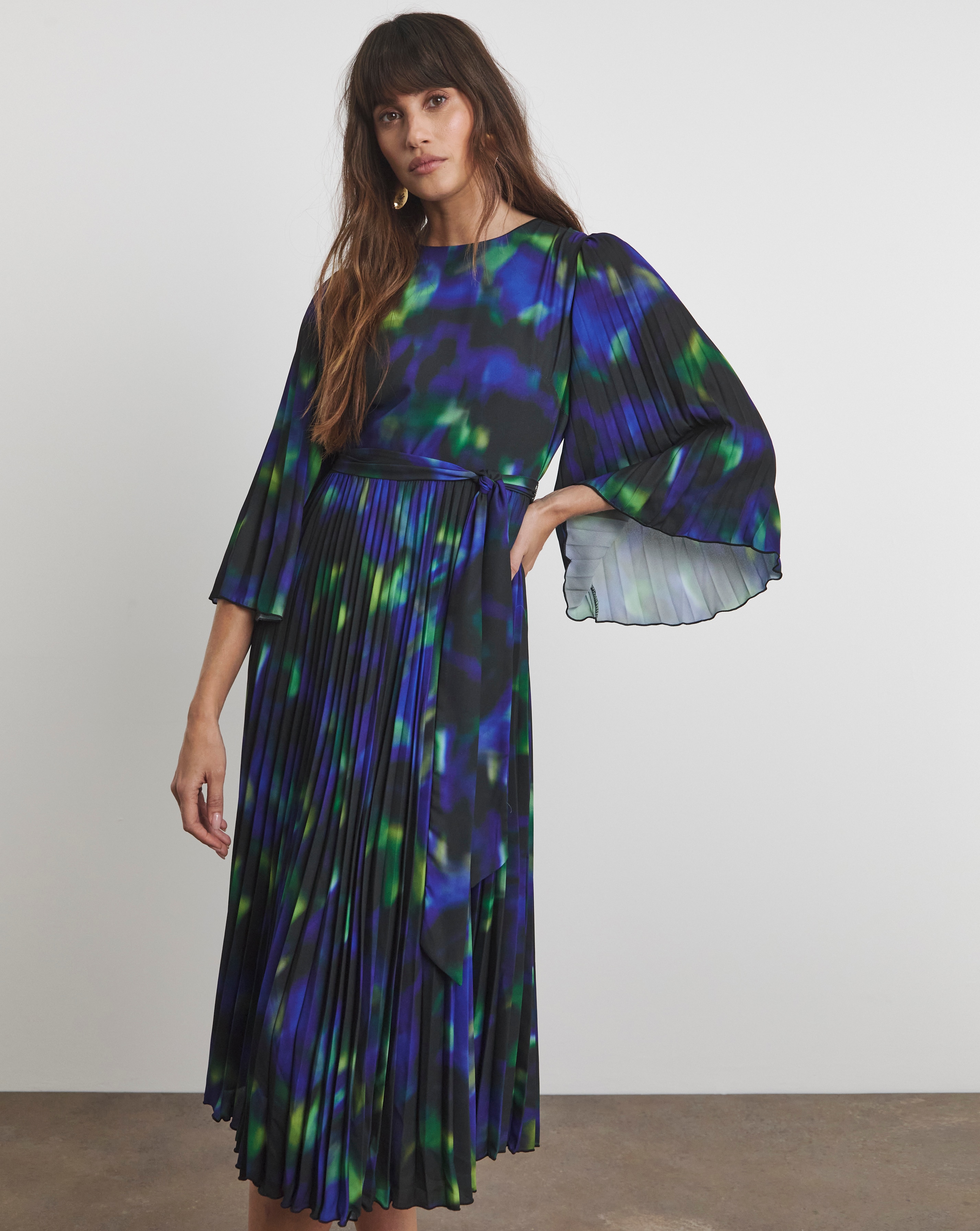 Joanna Hope Belted Pleat Midi Dress