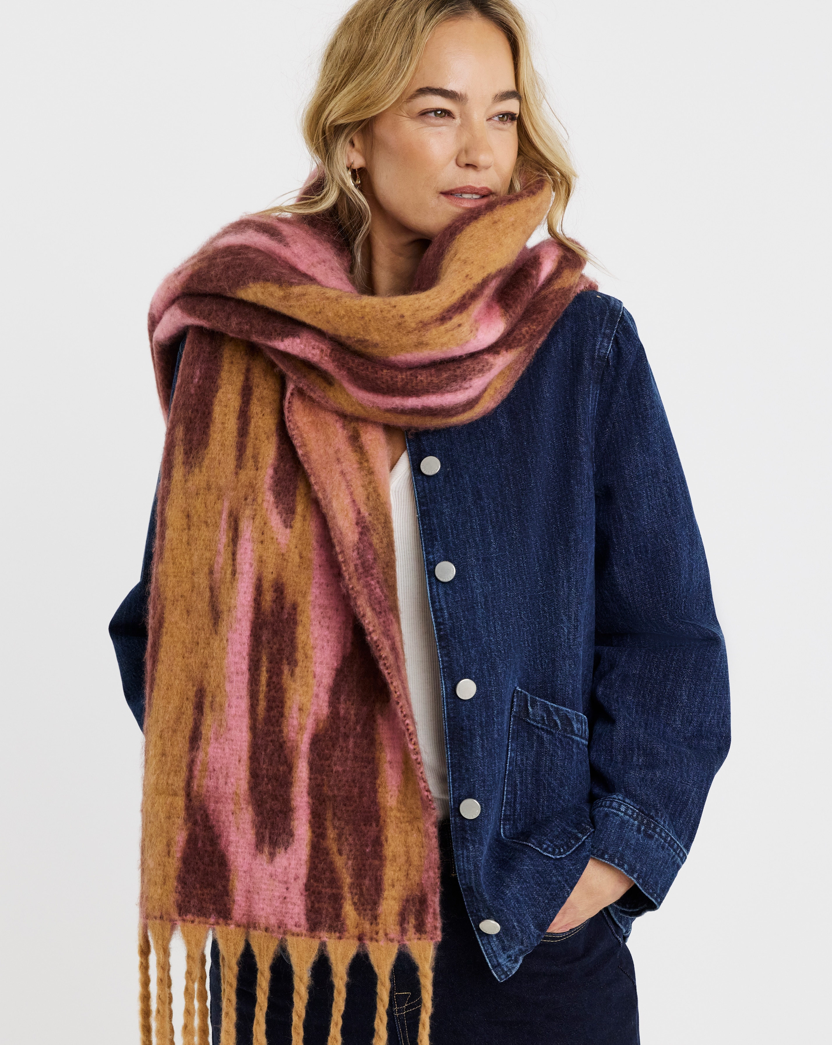 New In - Multi Brushed Patterned Scarf