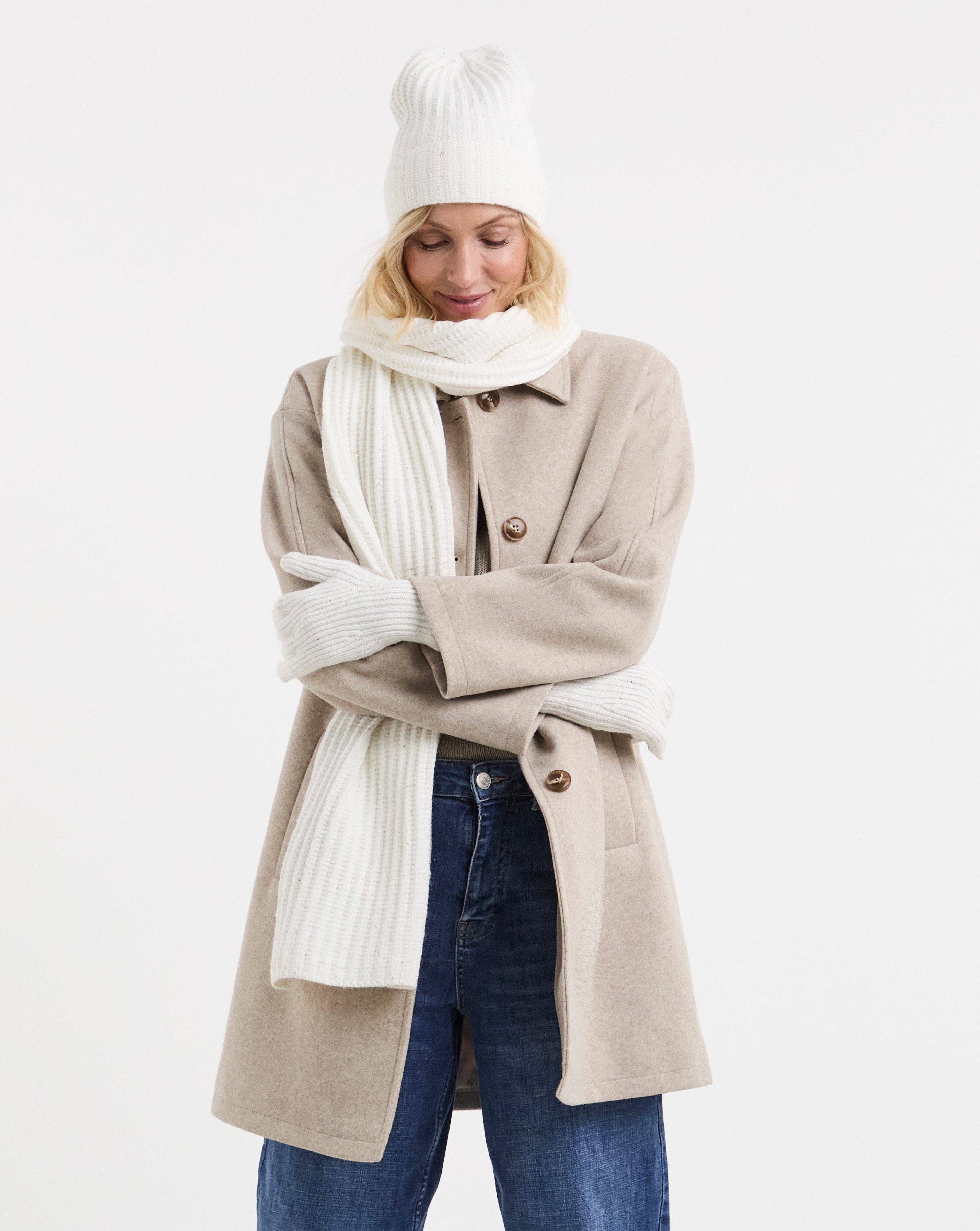 New In - Sequin Detail Scarf, Hat & Glove Set