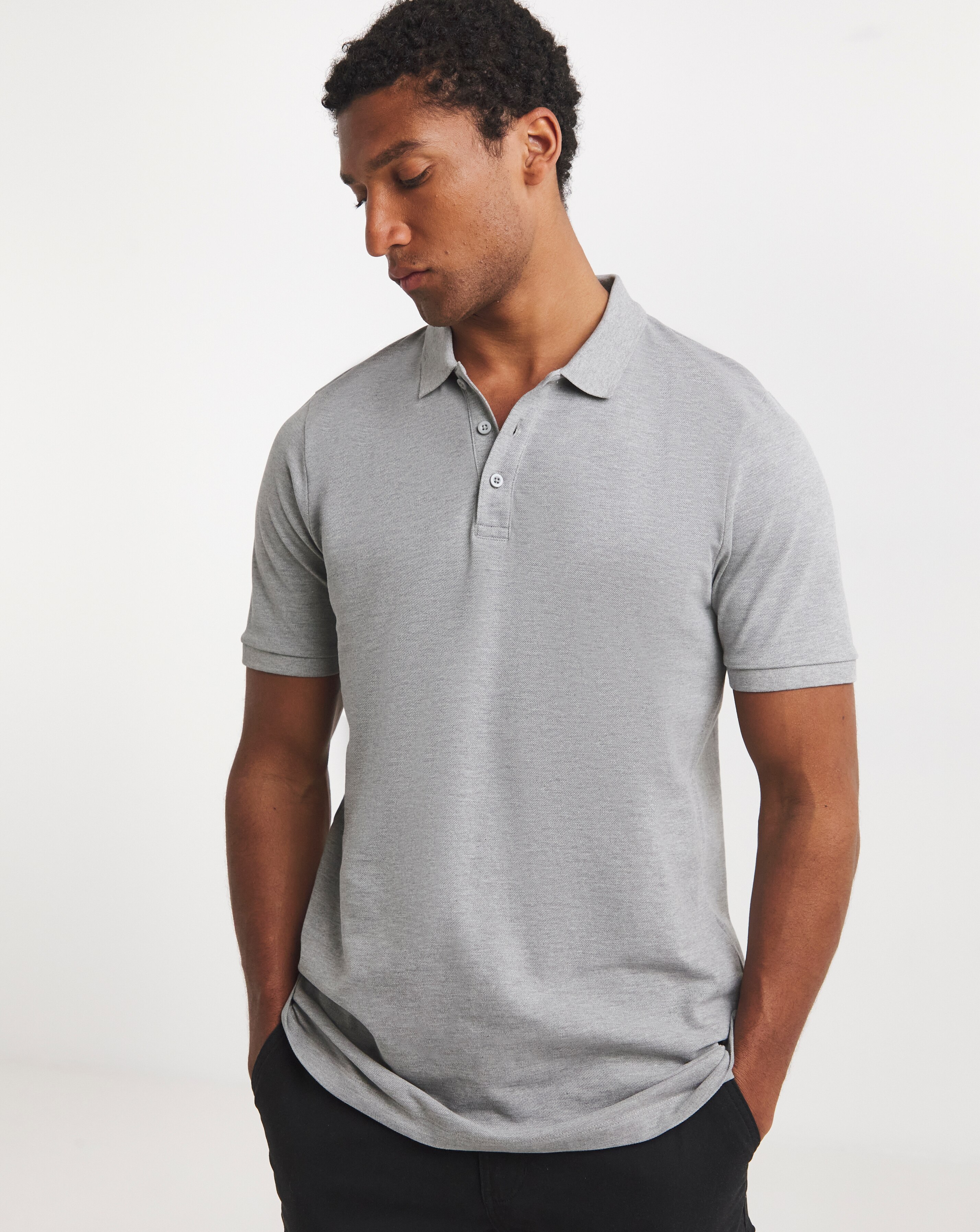 Pure Cotton Marl Pique Polo Long Length