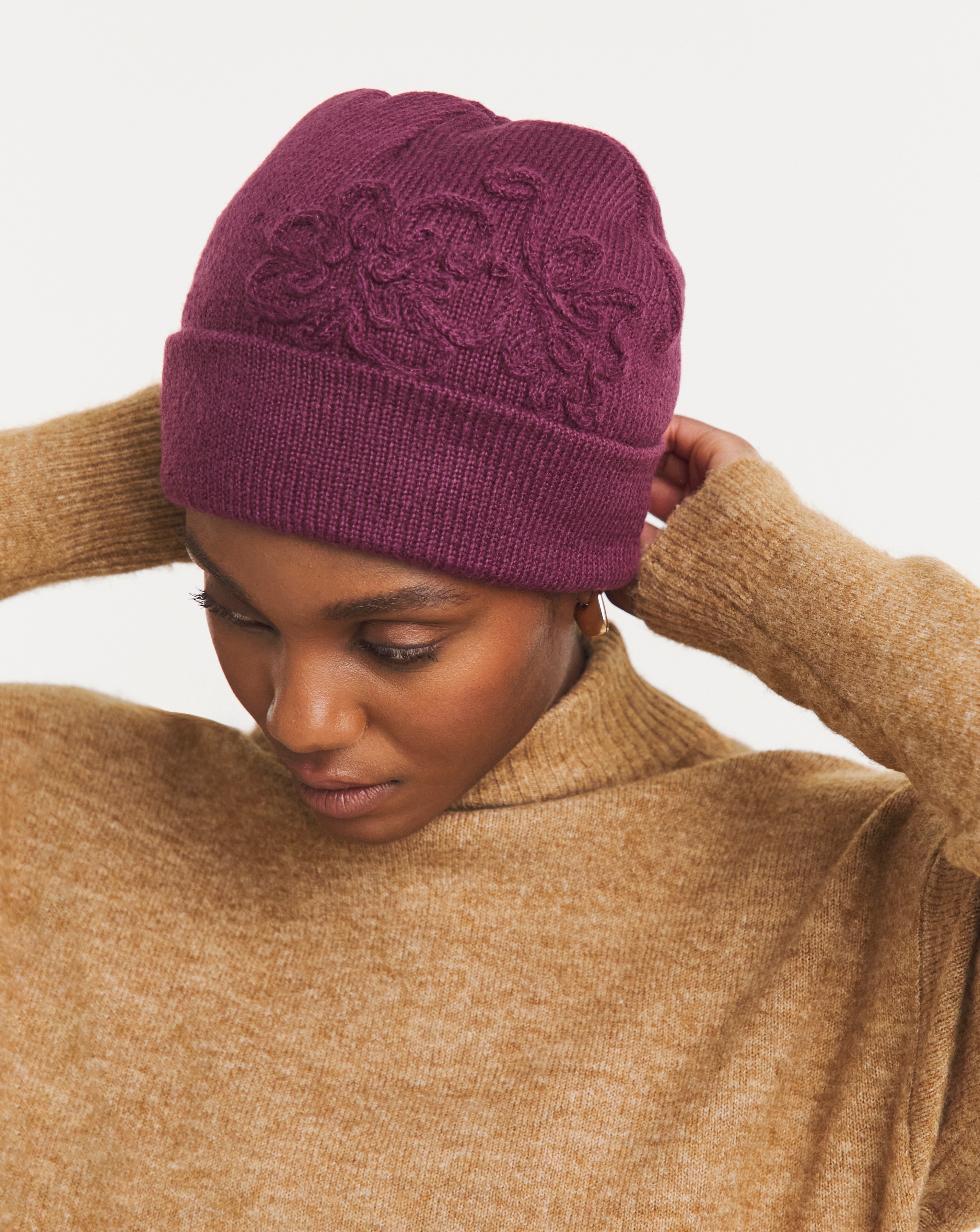 Floral Embroidered Beanie