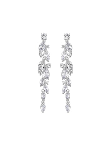 Jon Richard Silver Plated Clear Navette Charlotte Drop Earrings