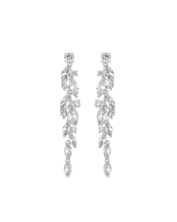 Jon Richard Silver Plated Clear Navette Charlotte Drop Earring