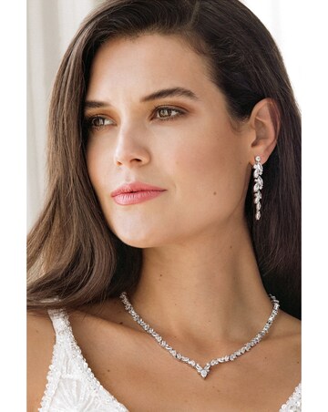 Jon Richard Silver Plated Clear Navette Charlotte Drop Earrings