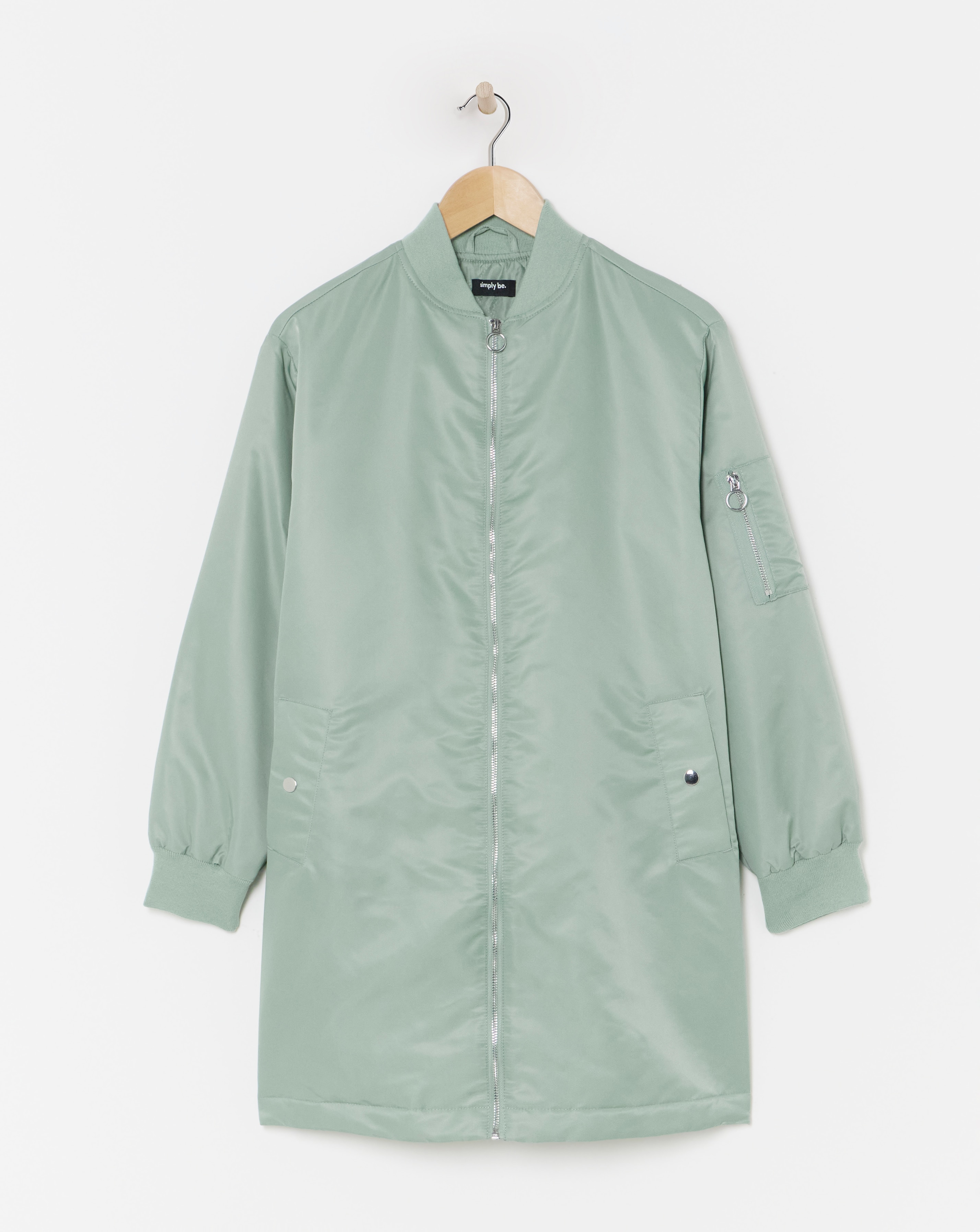 Sage Satin Quilt Lined Longline Bomber