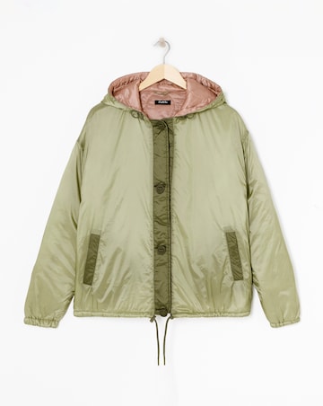 Sage Quilt Lined Parachute Bomber Jacket