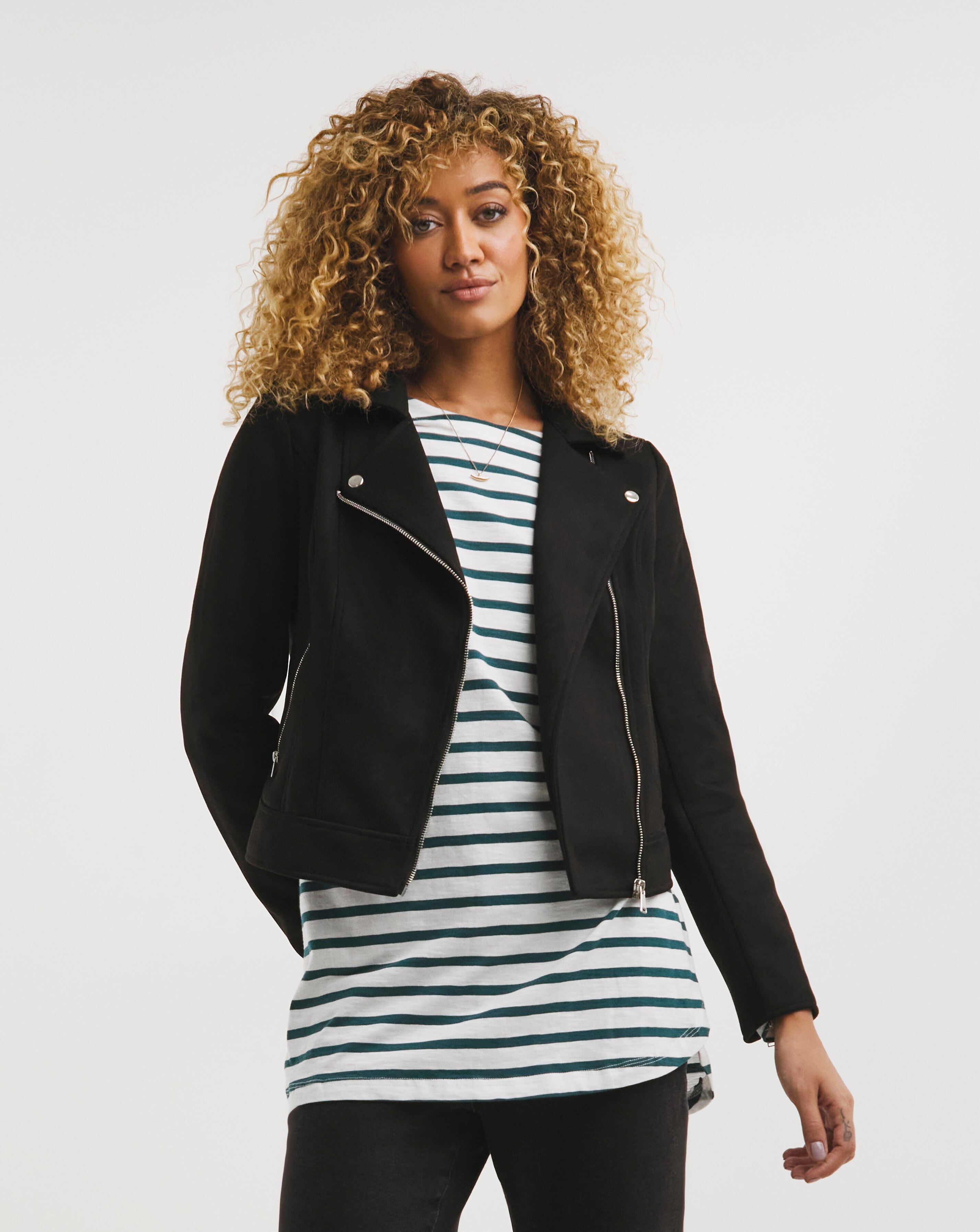 ladies suedette biker jacket