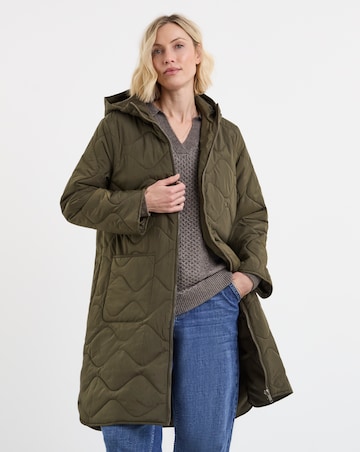 Khaki Longline Quilted Coat