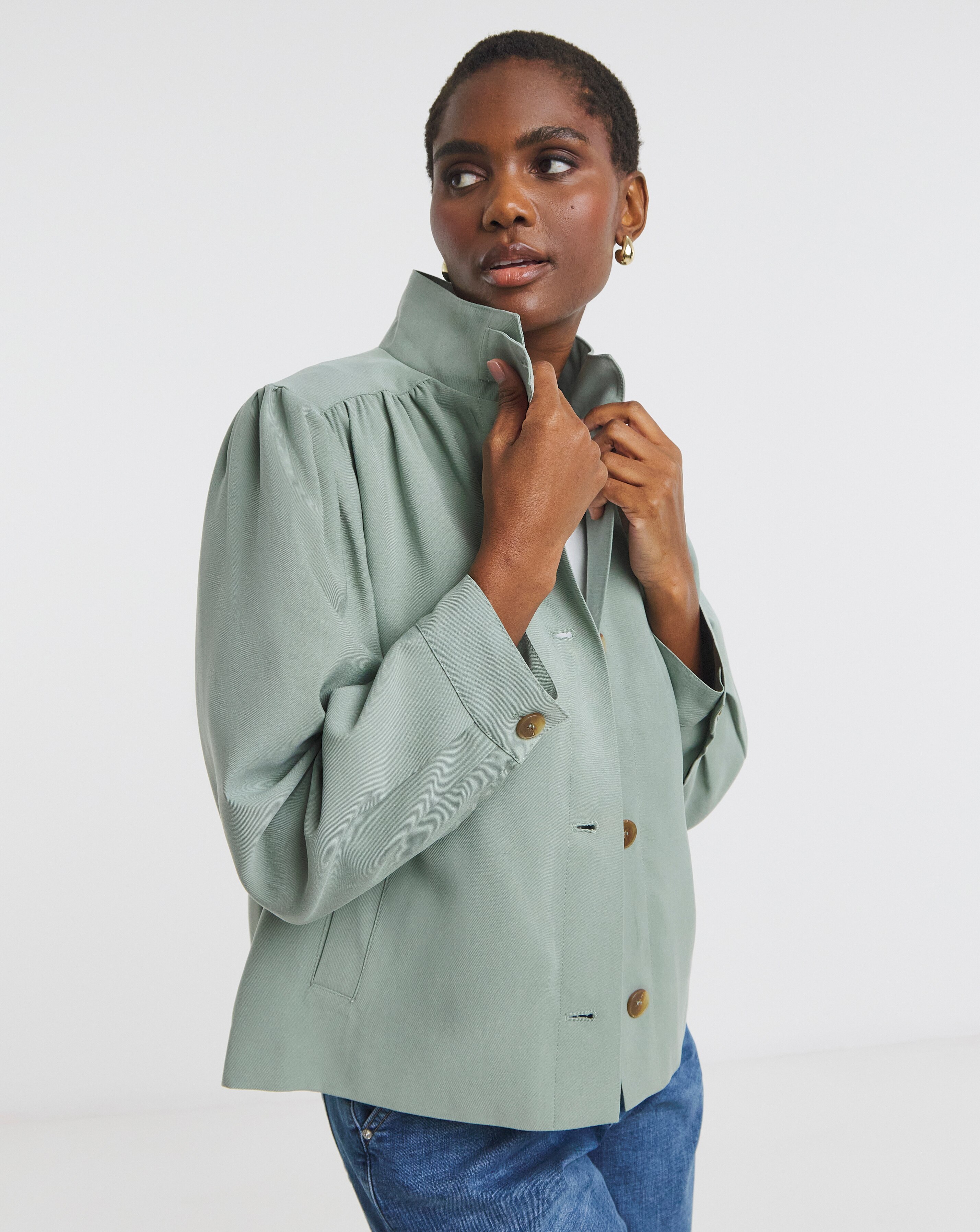 Sage Soft Volume Sleeve Jacket