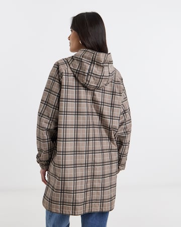 Check Print Lightweight Hooded Raincoat