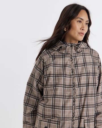 Check Print Lightweight Hooded Raincoat