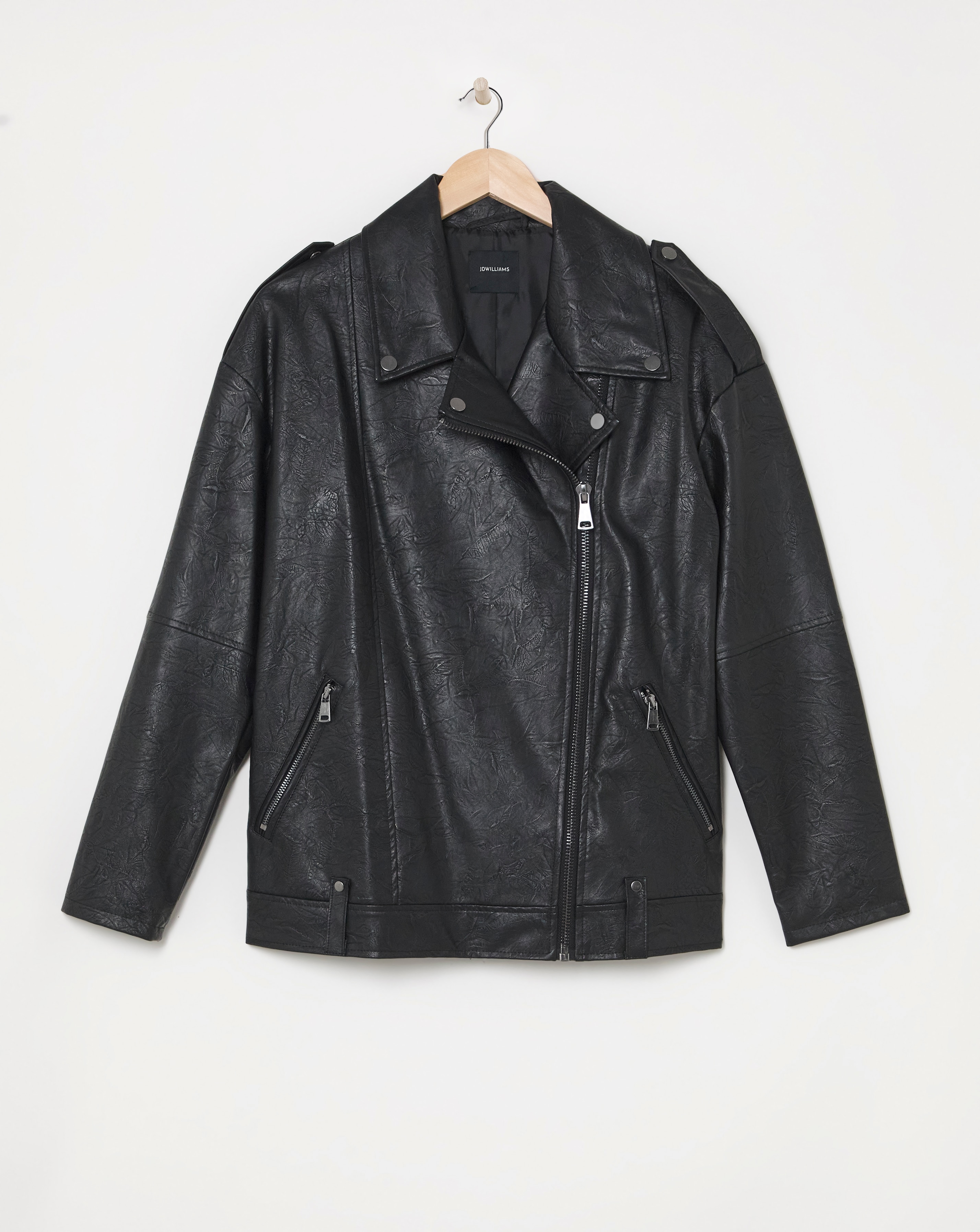 Oversized Crinkle Textured PU Biker