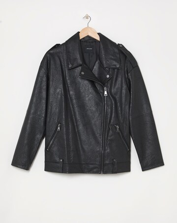 Oversized Crinkle Textured PU Biker