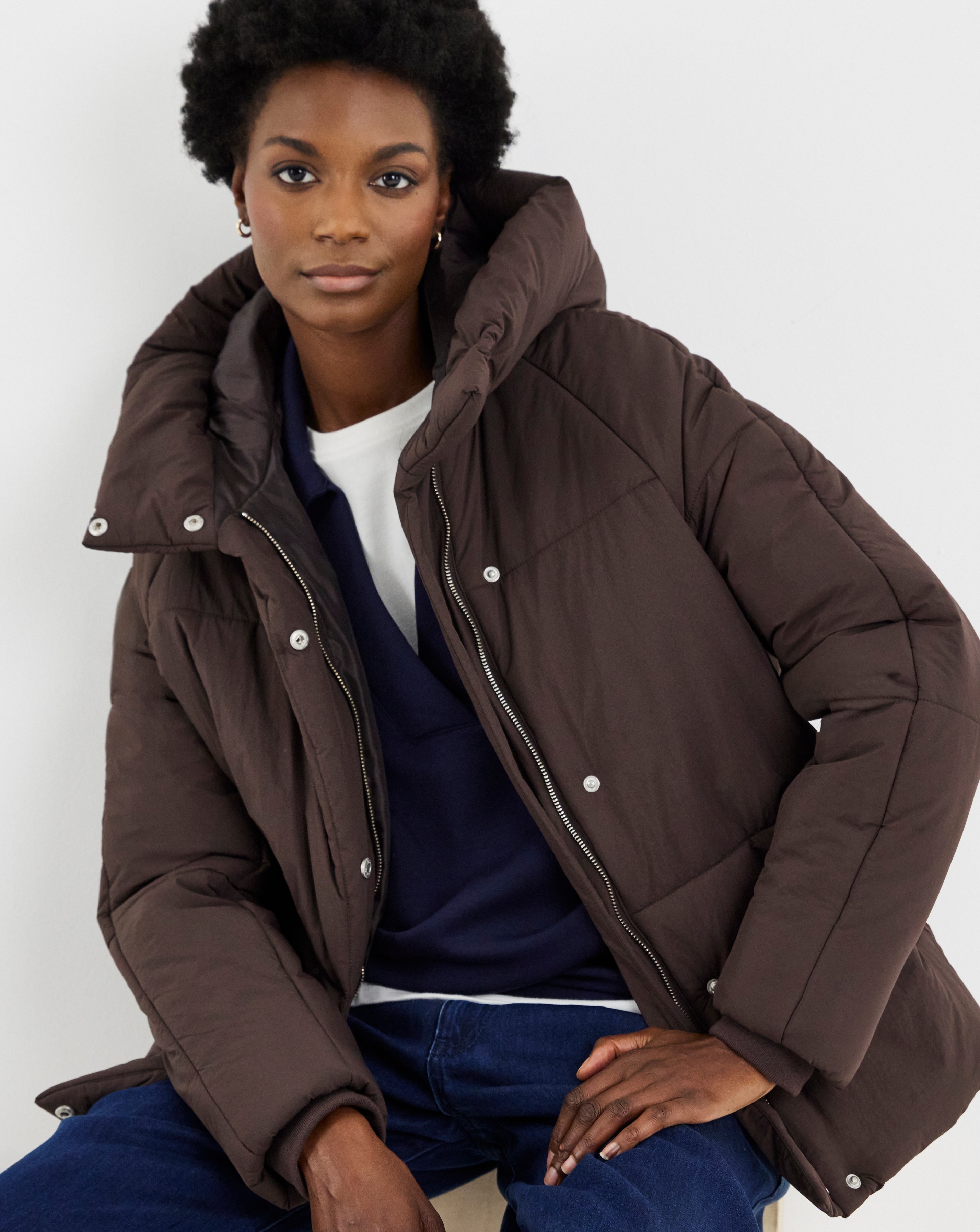 Funnel Neck Padded Coat
